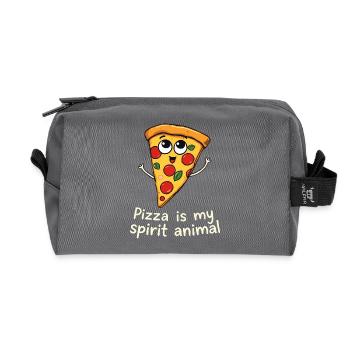 La pizza est mon Animal Fun Foodie Amateur de pizza - Trousse de toilette en tissu recyclé - anthracite - Devant