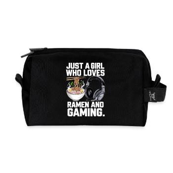 Ramen & Gaming – Perfekt für Gamer-Girls - Recycelte Kulturtasche - Schwarz - Vorne