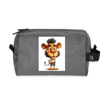 Un lion en vêtements - Trousse de toilette en tissu recyclé - anthracite - Devant