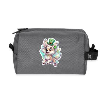 St. Patrick's Day Fox - Recycled Toiletry Zip Bag - anthracite - Front