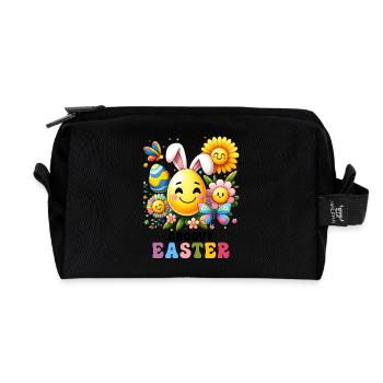 Pâques Pâques Lapin Veille de Pâques Dimanche de Pâques Oeuf de Pâques Printemps - Trousse de toilette en tissu recyclé - noir - Devant