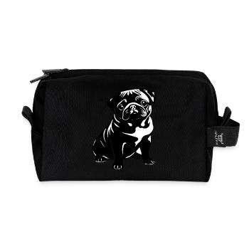 Mops Pug - Pet Dog Sticker - Recycled Toiletry Zip Bag - black - Front