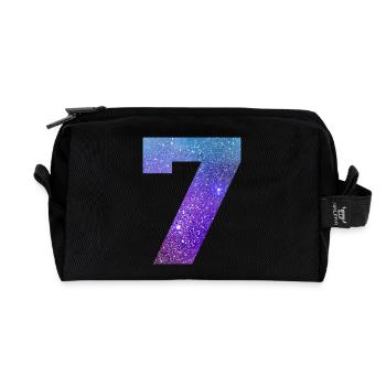 Number 7 galaxy - Recycled Toiletry Zip Bag - black - Front
