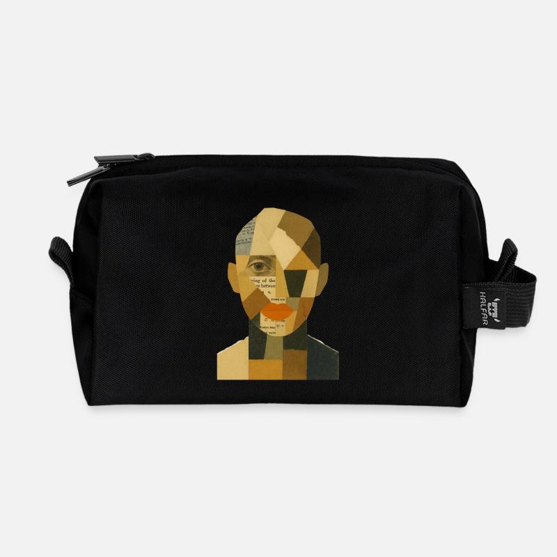Gesicht Abstrakt - Recycelte Kulturtasche - Schwarz