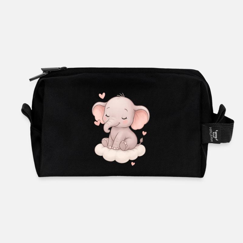 Süßer Babyelefant - Recycelte Kulturtasche - Schwarz
