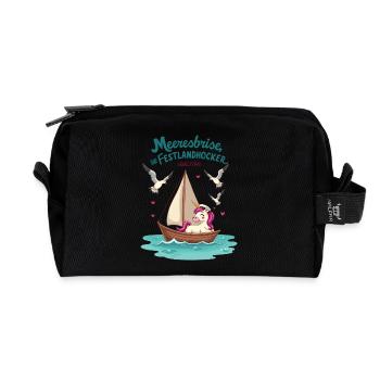 Naviguez licorne ahoy ! - Trousse de toilette en tissu recyclé - noir - Devant
