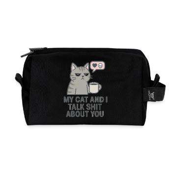 My Cat and I Talk Sh*t About You - Recycelte Kulturtasche - Schwarz - Vorne