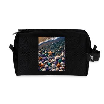 Seaside Star Treasure : Cyber Starfish - Recycled Toiletry Zip Bag - black - Front