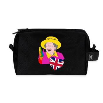 Queen in rainbow colors with Union Jack heart - Recycled Toiletry Zip Bag - black - Front