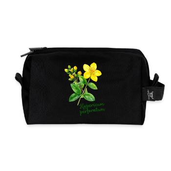 Hypericum perforatum - botanische Illustration - Recycelte Kulturtasche - Schwarz - Vorne