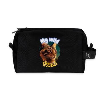 Illustration de l’amitié du chat sauvage - Trousse de toilette en tissu recyclé - noir - Devant