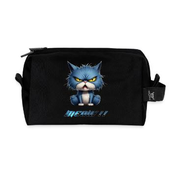 Wütende blaue Katze Pixel Miauen - Recycelte Kulturtasche - Schwarz - Vorne
