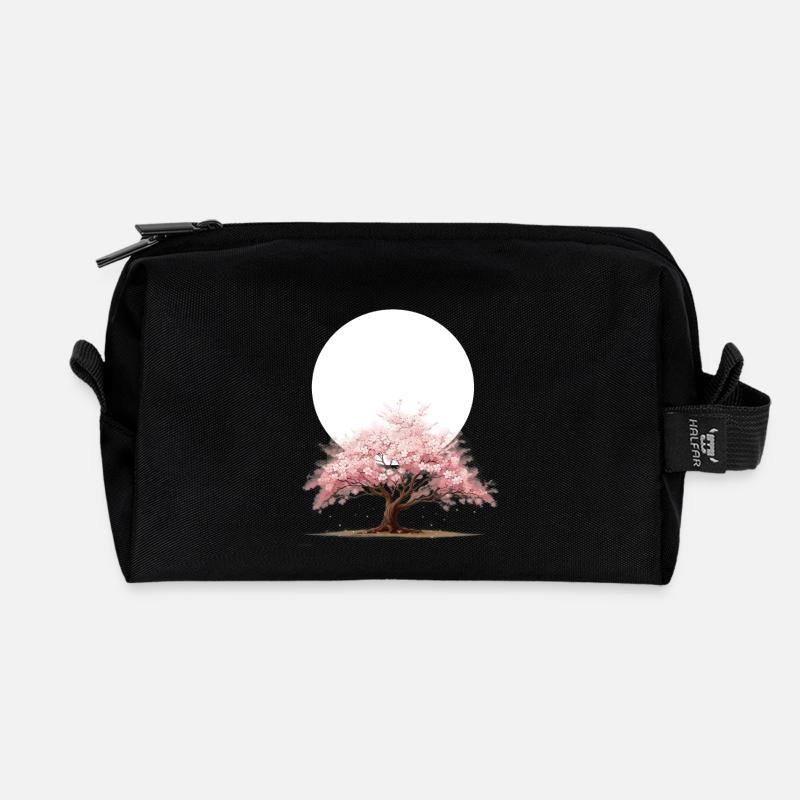Cherry Tree - Recycelte Kulturtasche - Schwarz