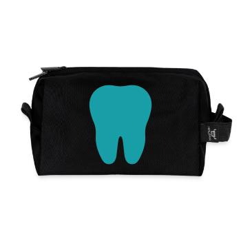 Zahnsymbol – Symbol für die Zahnpflege - Recycelte Kulturtasche - Schwarz - Vorne