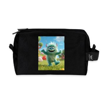 Fluzzle das süße Monster - Recycelte Kulturtasche - Schwarz - Vorne