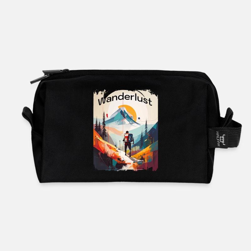 Wanderlust abstrakt - Recycelte Kulturtasche - Schwarz