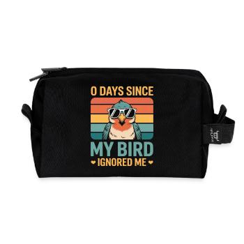0 Days Since My Bird Ignored Me Bird Lover - Recycled Toiletry Zip Bag - black - Front