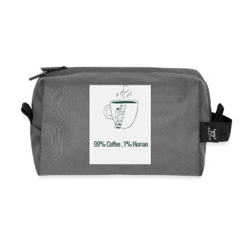 Humor Coffee 99% Caffeine 1% Human - Recycled Toiletry Zip Bag - anthracite - Front