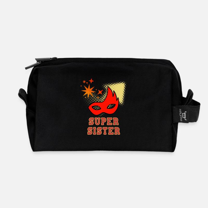 Super-Schwester - Recycelte Kulturtasche - Schwarz