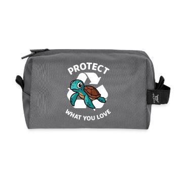 Protect what you love – turtle protection - Recycled Toiletry Zip Bag - anthracite - Front