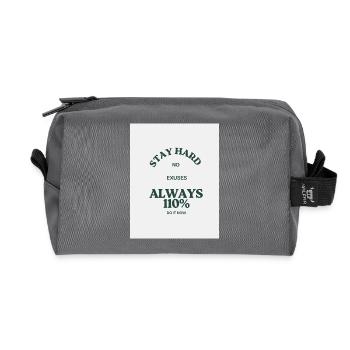 Devise 110 % fitness - Trousse de toilette en tissu recyclé - anthracite - Devant
