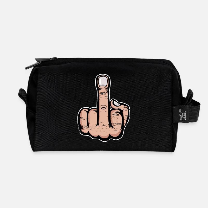 Mittelfinger Stinkefinger Design used look - Recycelte Kulturtasche - Schwarz