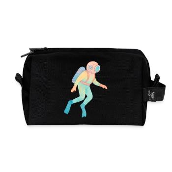 Vintage Watercolour Deep Sea Diver - Recycled Toiletry Zip Bag - black - Front