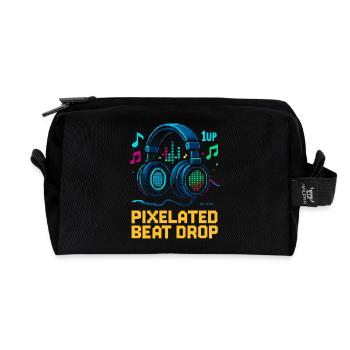 PIXELATED BEAT DROP Retro Pixel Headphones 1UP - Recycled Toiletry Zip Bag - black - Front
