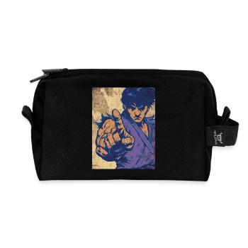 Fighting Hero in Pop Art Blue - Recycled Toiletry Zip Bag - black - Front