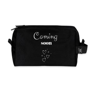 Coming Soon Hearts Handwritten - Recycled Toiletry Zip Bag - black - Front