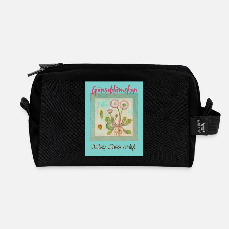 Gänseblümchen Vibes - Recycelte Kulturtasche - Schwarz