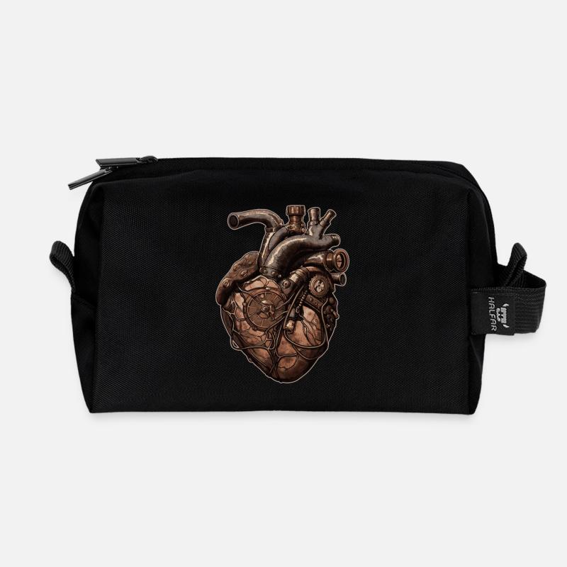 Steampunk Herz Biomechanik - Recycelte Kulturtasche - Schwarz