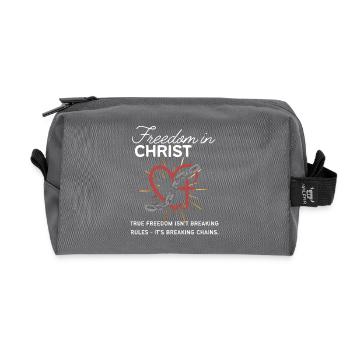 True freedom break the chains - not the rules - Recycled Toiletry Zip Bag - anthracite - Front