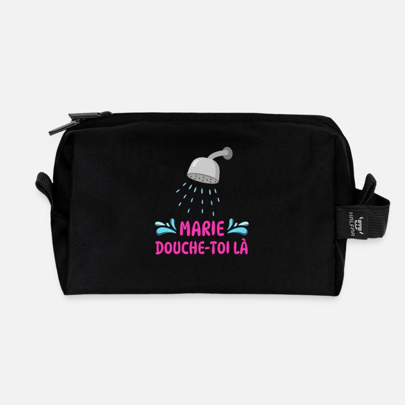 Marie, dusch dort. - Recycelte Kulturtasche - Schwarz