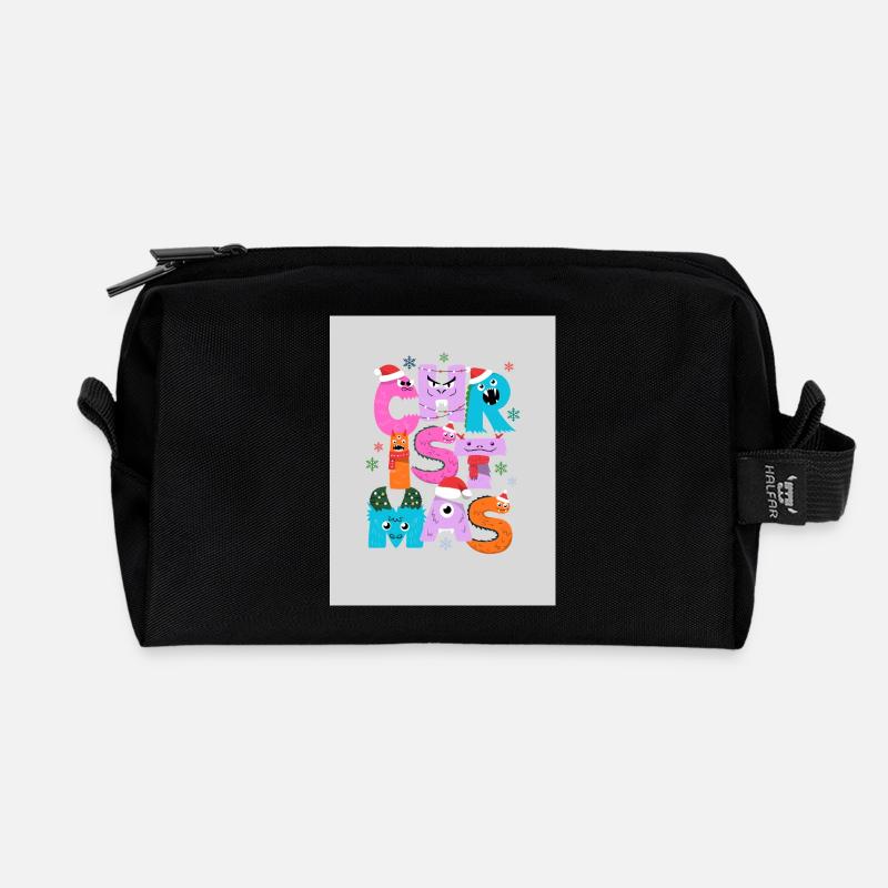 Monstres de Noël Rigolos - Trousse de toilette en tissu recyclé - noir