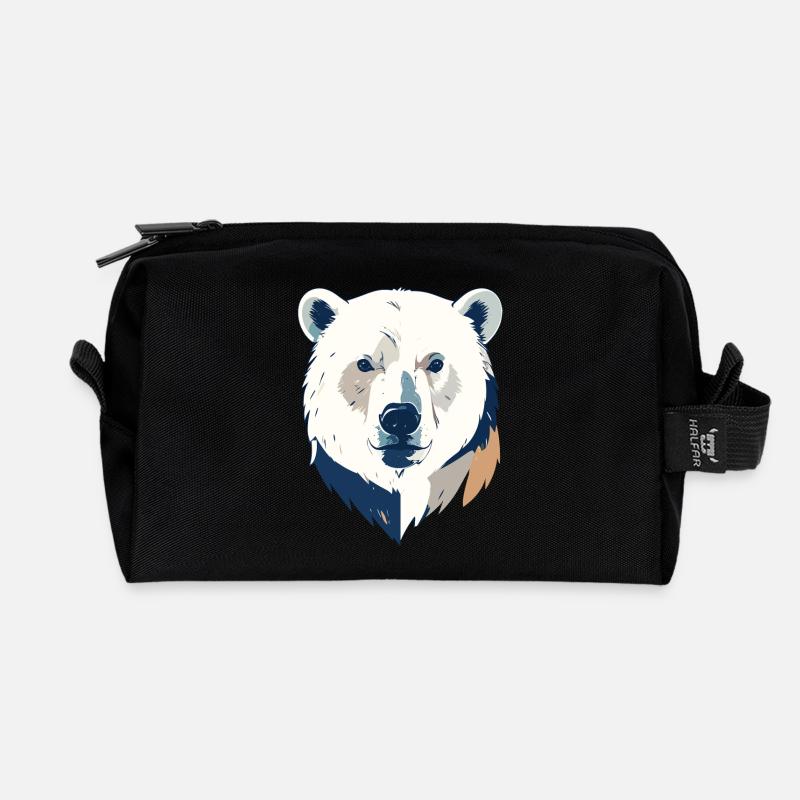 Polarbär Eisbär Kopf Zeichnung Kopfdesign Motiv - Recycelte Kulturtasche - Schwarz