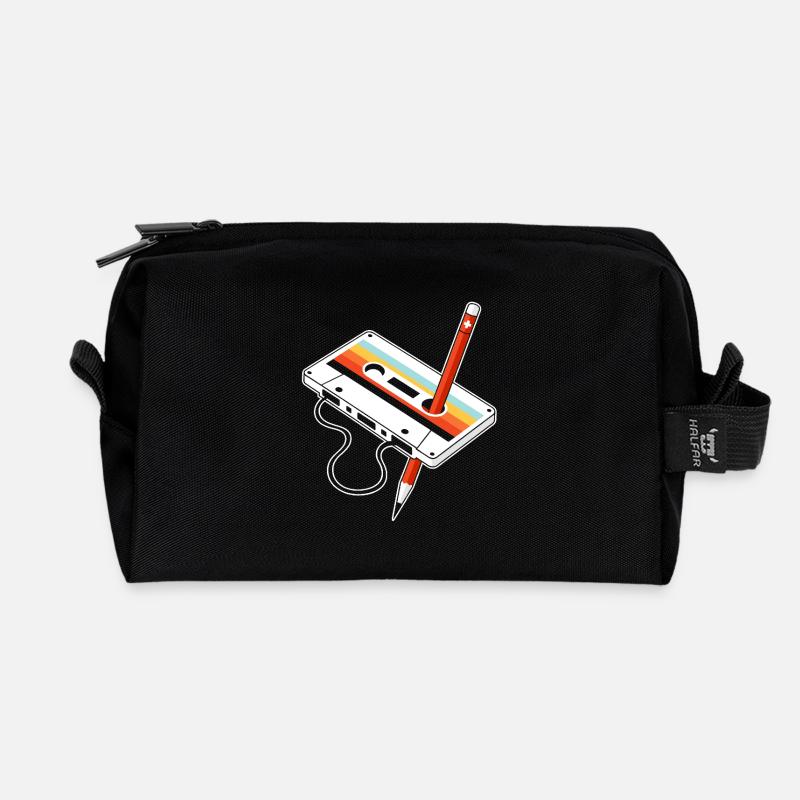 Retro Kassette Kunst mit Bleistift-Akzent - Recycelte Kulturtasche - Schwarz