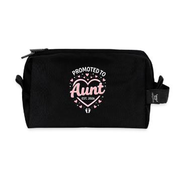 Aunt 2026 Aunt 2026 Promoted to Aunt 2026 - Recycled Toiletry Zip Bag - black - Front