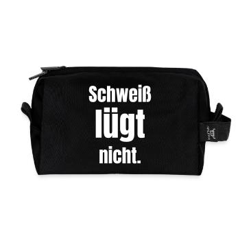 Schweiß lügt nicht. - Recycelte Kulturtasche - Schwarz - Vorne