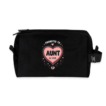 Aunt 2026 Aunt 2026 Promoted to Aunt 2026 - Recycled Toiletry Zip Bag - black - Front