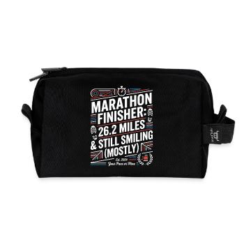 Marathon Finisher: Still Smiling - Recycled Toiletry Zip Bag - black - Front