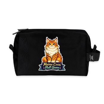 Maine Coon Fluff Queen Katze Design - Recycelte Kulturtasche - Schwarz - Vorne