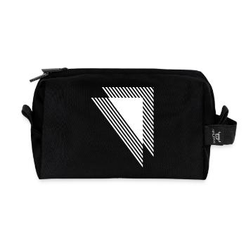 Geometrische Dreiecke Diagonales Monochromes Gitter - Recycelte Kulturtasche - Schwarz - Vorne