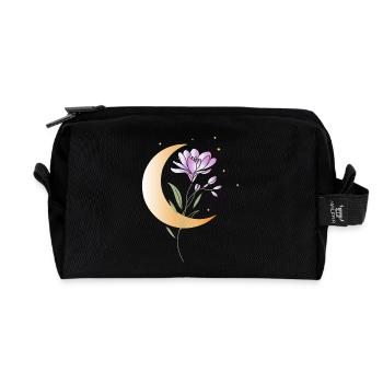 Freesie mit Halbmond und Sternen Illustration  - Recycelte Kulturtasche - Schwarz - Vorne