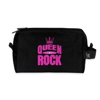 Reine du Rocher – Design Couronne Rose - Trousse de toilette en tissu recyclé - noir - Devant