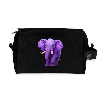purple elephant - Recycled Toiletry Zip Bag - black - Front