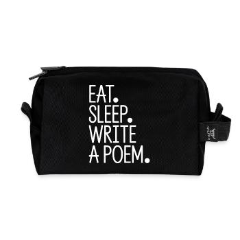Eat Sleep Write A Poem - Recycled Toiletry Zip Bag - black - Front