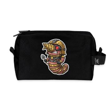 Steampunk Regenwurmbohrung und Bergarbeiter - Recycelte Kulturtasche - Schwarz - Vorne