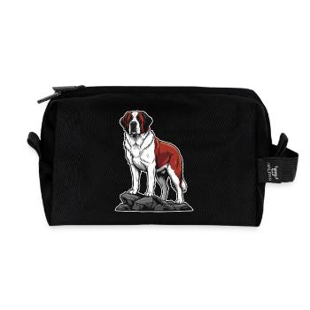 Chien Saint-Bernard sur Rocher Portrait Sauveteur - Trousse de toilette en tissu recyclé - noir - Devant