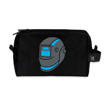 Welding Helmet Mask Metal Construction - Recycled Toiletry Zip Bag - black - Front